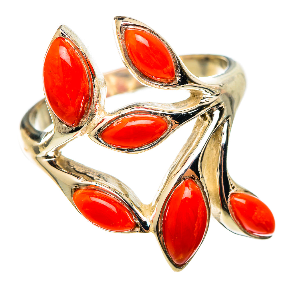 Mediterranean Red Coral Rings handcrafted by Ana Silver Co - RING101474 - Photo 2