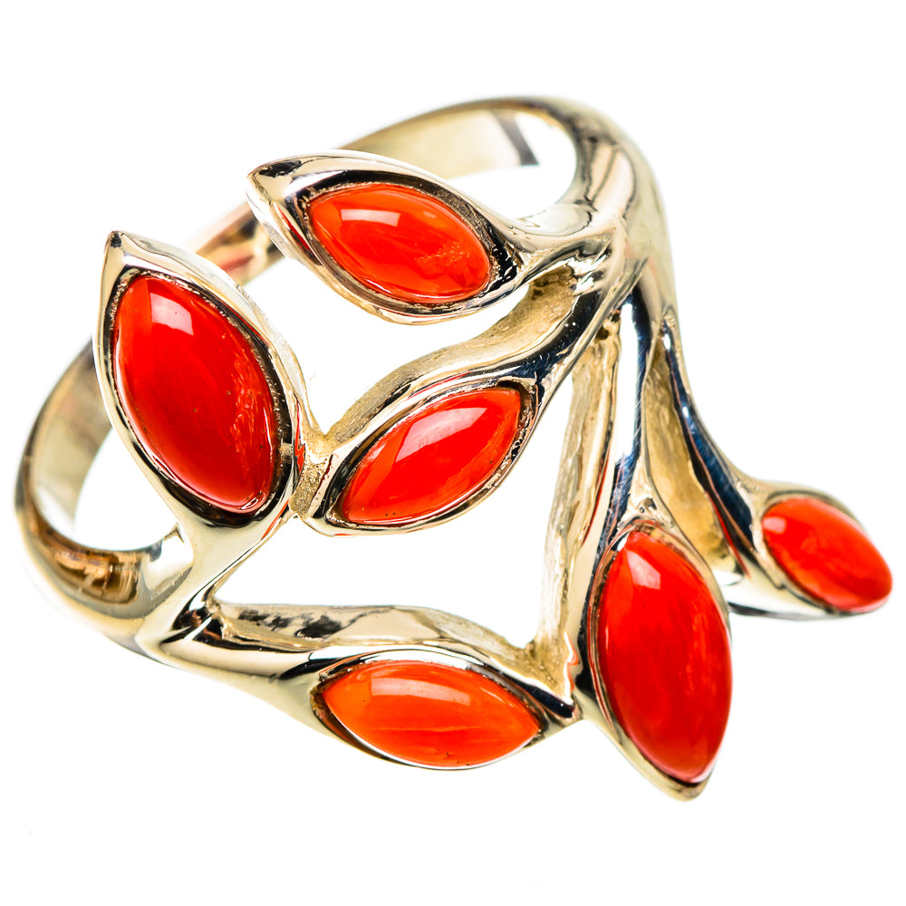 Mediterranean Red Coral Rings handcrafted by Ana Silver Co - RING101492 - Photo 2