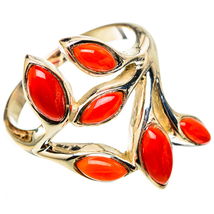 Mediterranean Red Coral Rings handcrafted by Ana Silver Co - RING101492 - Photo 2