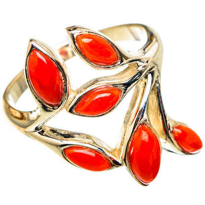Mediterranean Red Coral Rings handcrafted by Ana Silver Co - RING101497 - Photo 2