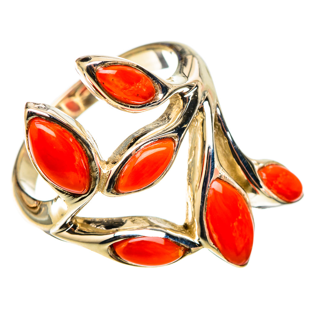 Mediterranean Red Coral Rings handcrafted by Ana Silver Co - RING101508 - Photo 2