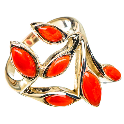 Mediterranean Red Coral Rings handcrafted by Ana Silver Co - RING101508 - Photo 2