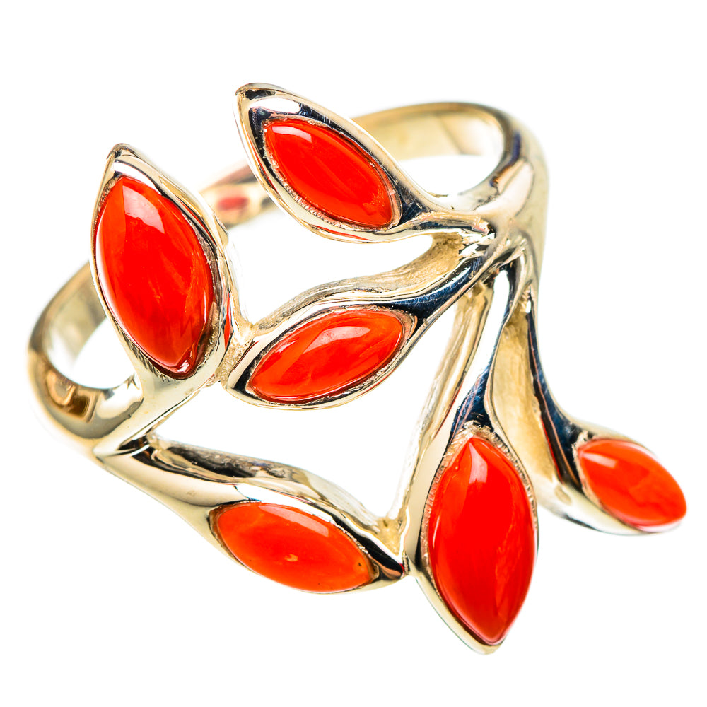 Mediterranean Red Coral Rings handcrafted by Ana Silver Co - RING101519 - Photo 2
