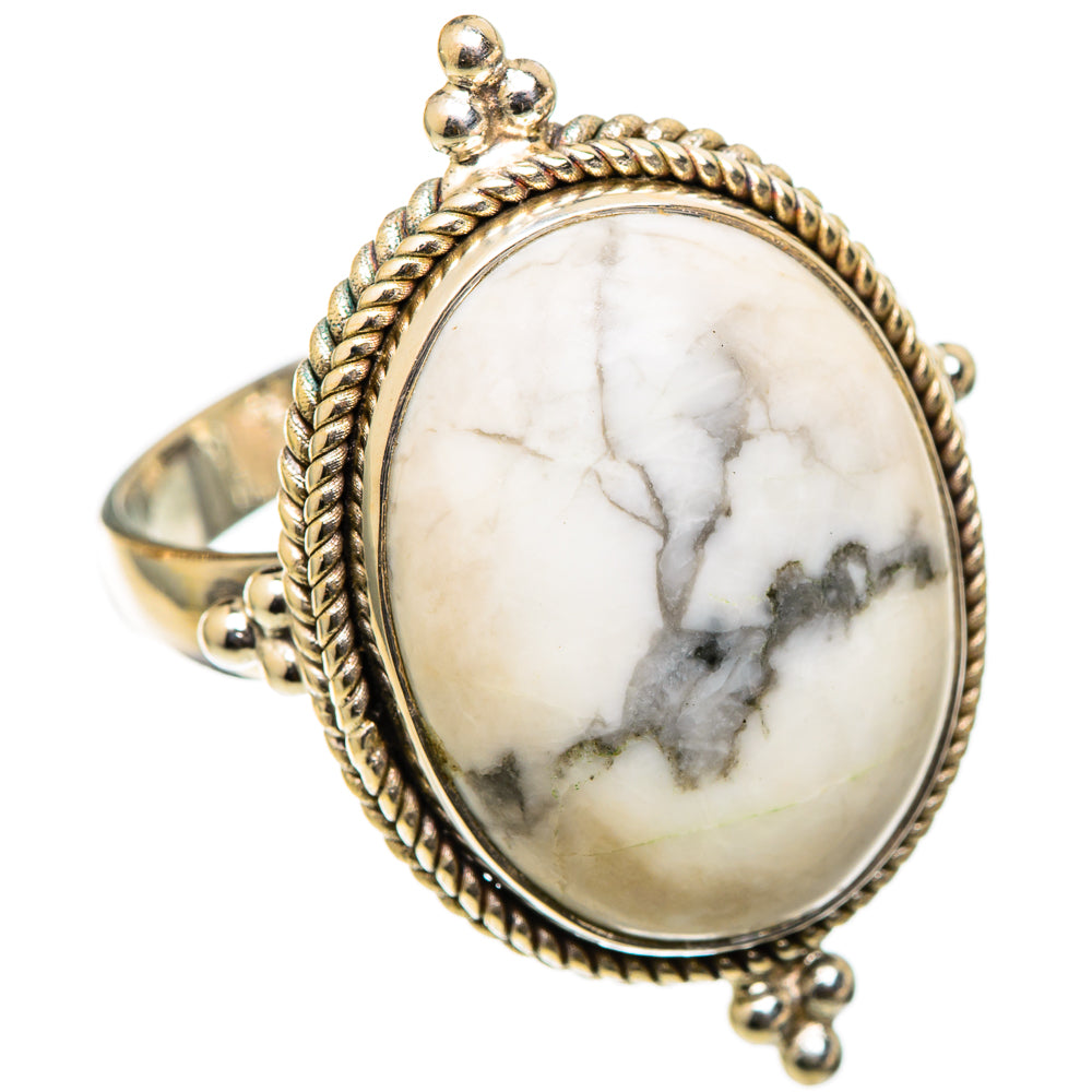 Howlite Rings handcrafted by Ana Silver Co - RING101522 - Photo 2