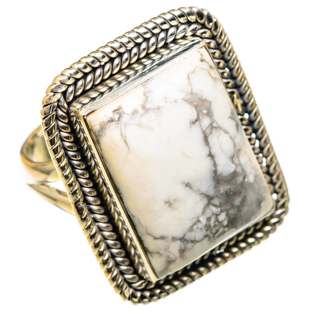 Howlite Rings handcrafted by Ana Silver Co - RING101604 - Photo 2