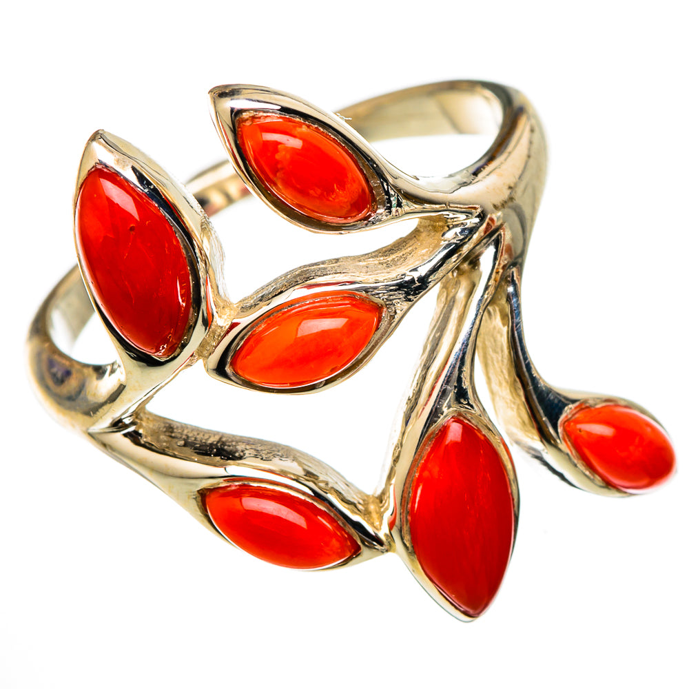 Mediterranean Red Coral Rings handcrafted by Ana Silver Co - RING101669 - Photo 2