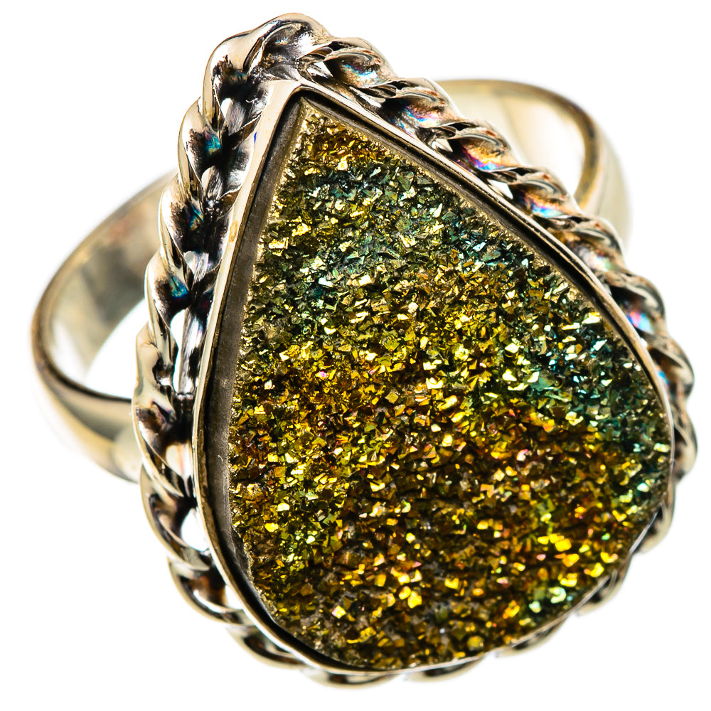 Spectro Pyrite Druzy Rings handcrafted by Ana Silver Co - RING101672 - Photo 2