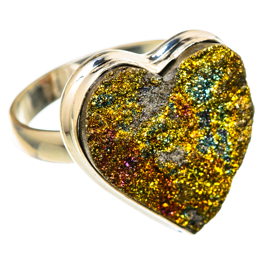 Spectro Pyrite Druzy Rings handcrafted by Ana Silver Co - RING101673