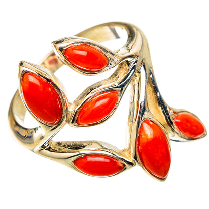 Mediterranean Red Coral Rings handcrafted by Ana Silver Co - RING101717 - Photo 2