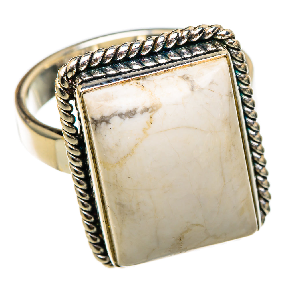 Howlite Rings handcrafted by Ana Silver Co - RING101721 - Photo 2