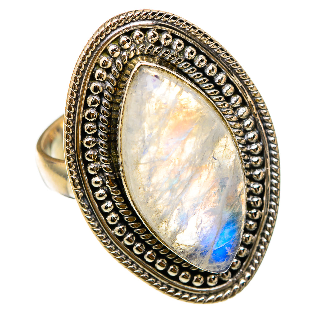 Rainbow Moonstone Rings handcrafted by Ana Silver Co - RING101722 - Photo 2