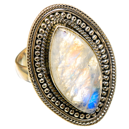Rainbow Moonstone Rings handcrafted by Ana Silver Co - RING101722 - Photo 2