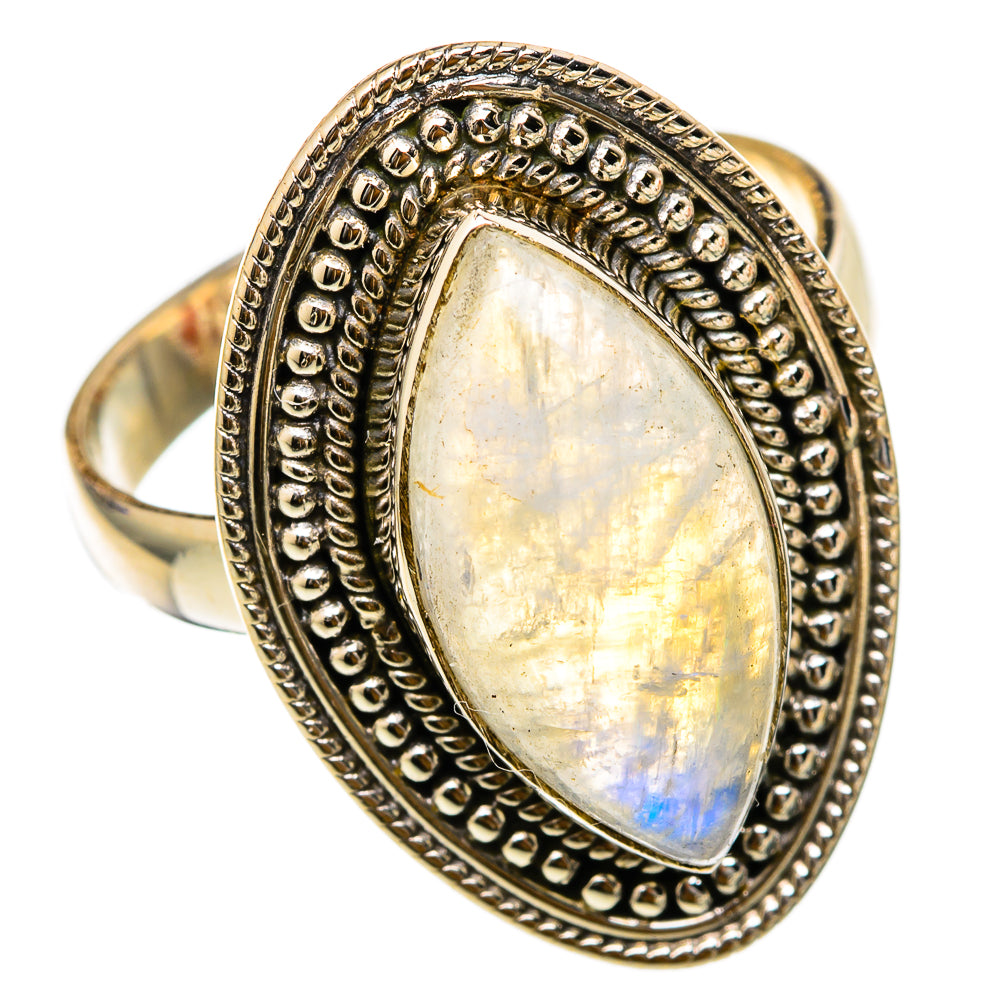 Rainbow Moonstone Rings handcrafted by Ana Silver Co - RING101738 - Photo 2
