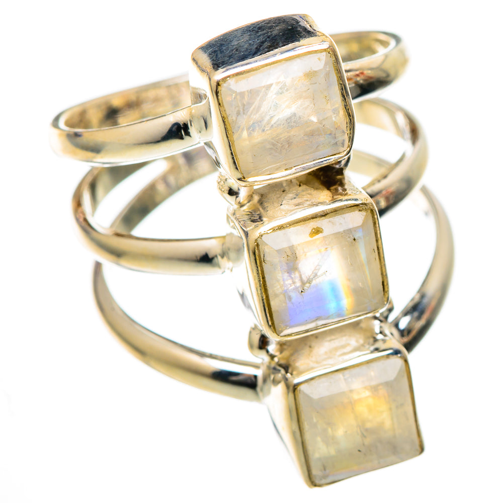 Rainbow Moonstone Rings handcrafted by Ana Silver Co - RING101751