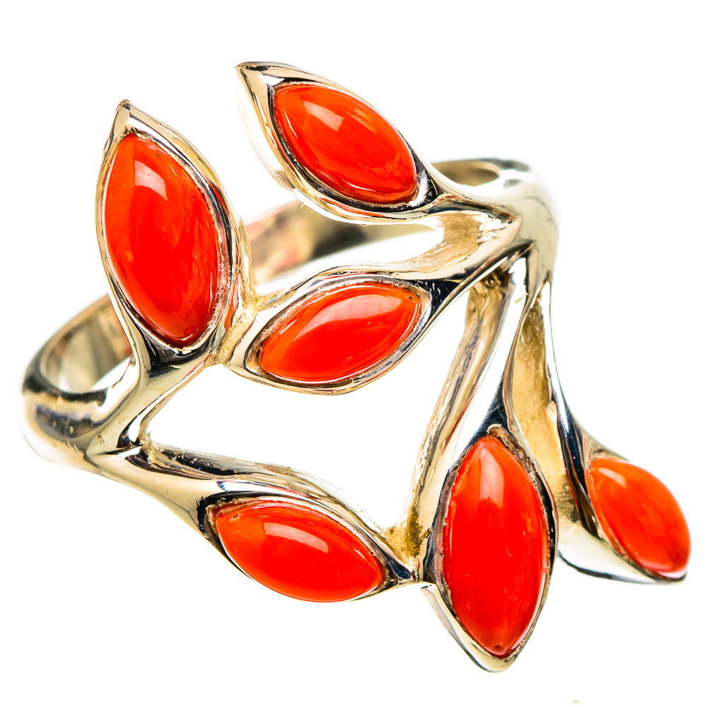 Mediterranean Red Coral Rings handcrafted by Ana Silver Co - RING101764 - Photo 2