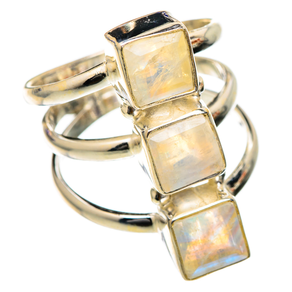 Rainbow Moonstone Rings handcrafted by Ana Silver Co - RING101769