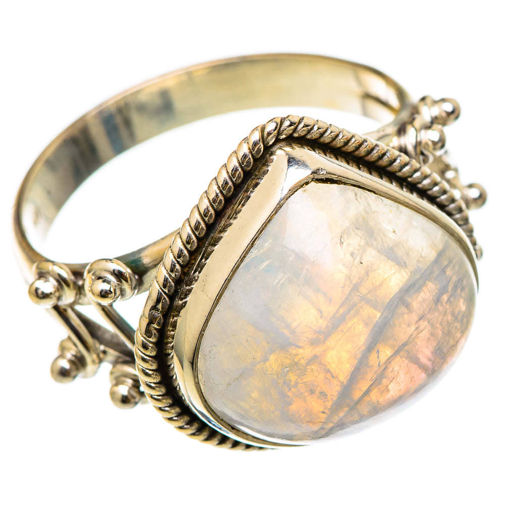 Rainbow Moonstone Rings handcrafted by Ana Silver Co - RING101777