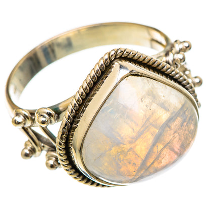 Rainbow Moonstone Rings handcrafted by Ana Silver Co - RING101777