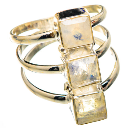 Rainbow Moonstone Rings handcrafted by Ana Silver Co - RING101778