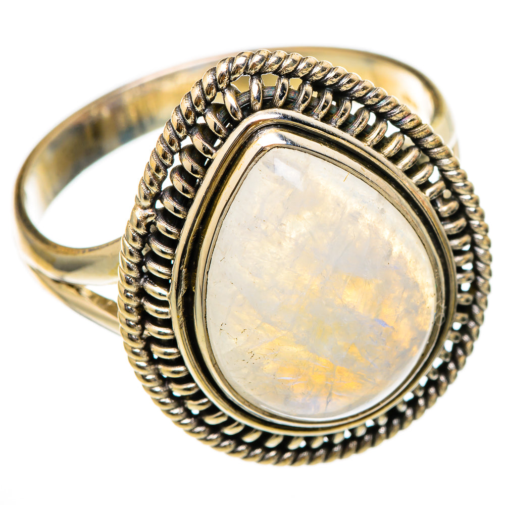 Rainbow Moonstone Rings handcrafted by Ana Silver Co - RING101783