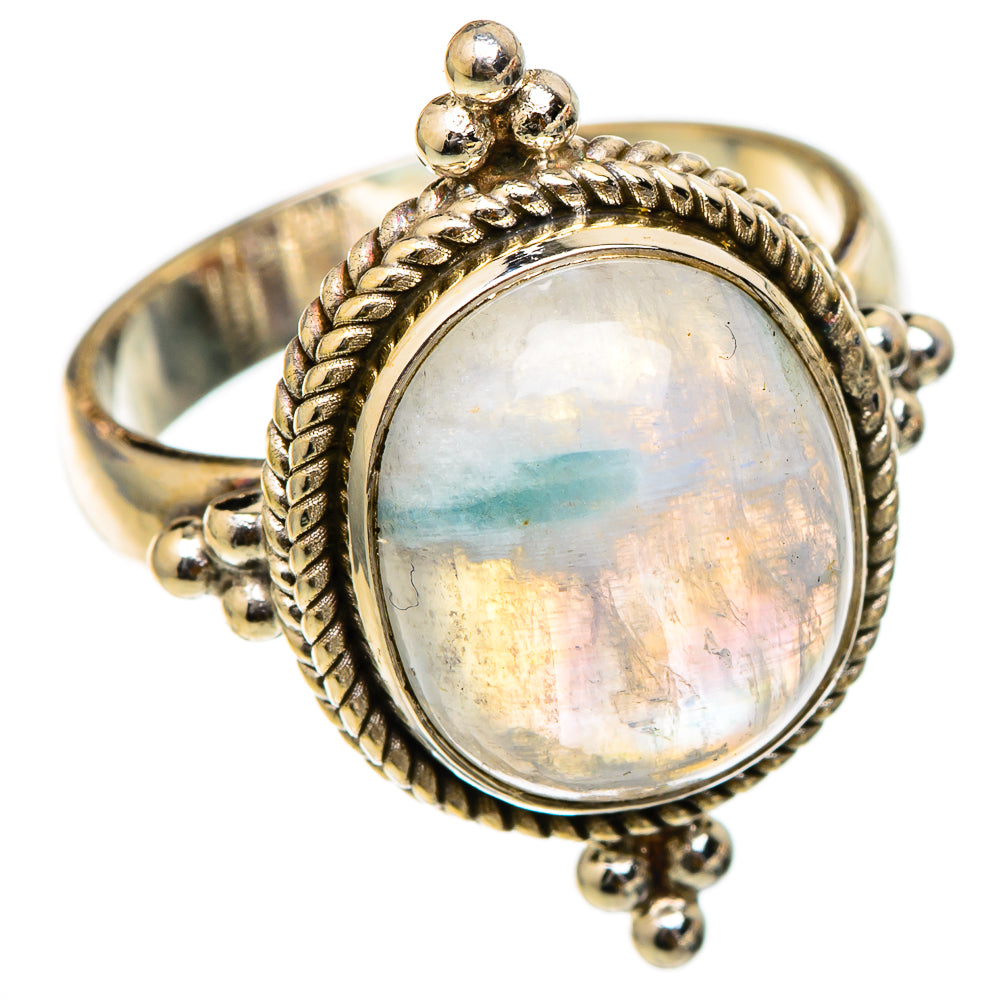 Rainbow Moonstone Rings handcrafted by Ana Silver Co - RING101788