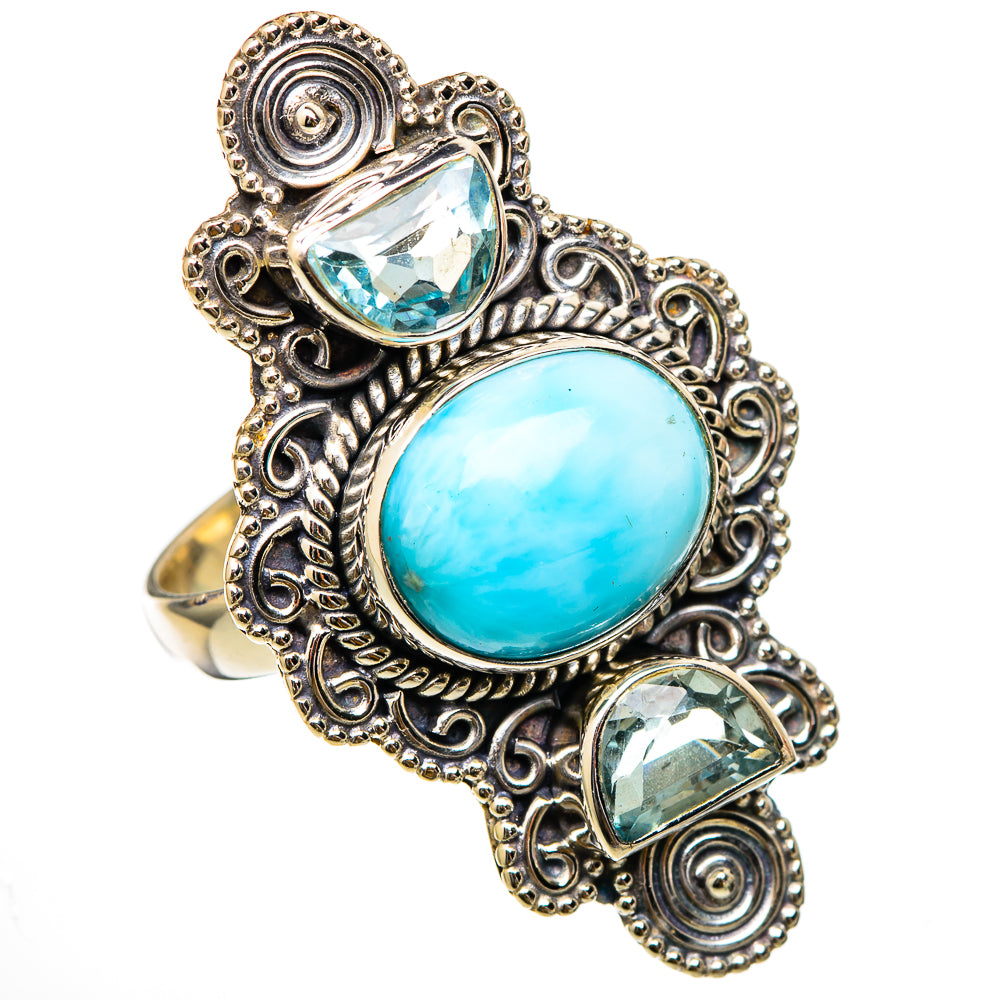 Larimar, Blue Topaz Rings handcrafted by Ana Silver Co - RING101801