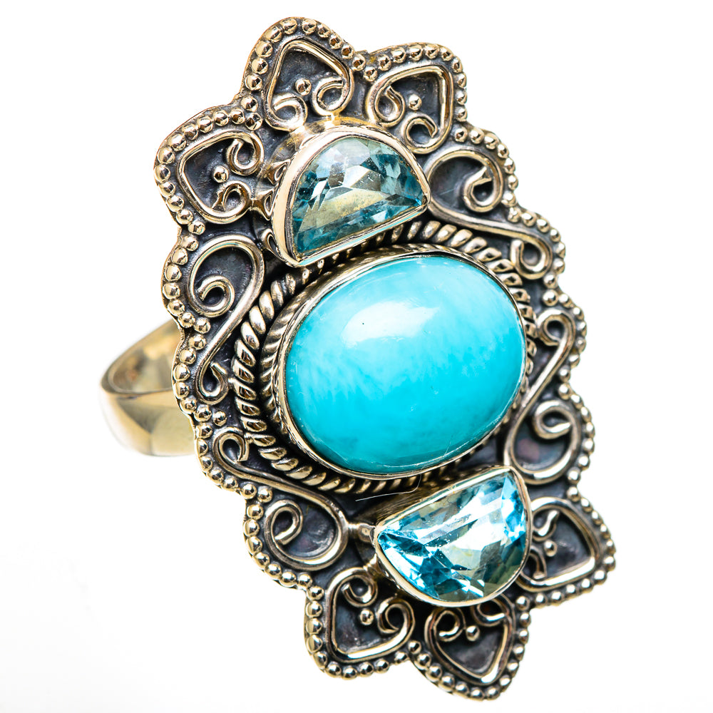 Larimar, Blue Topaz Rings handcrafted by Ana Silver Co - RING101805