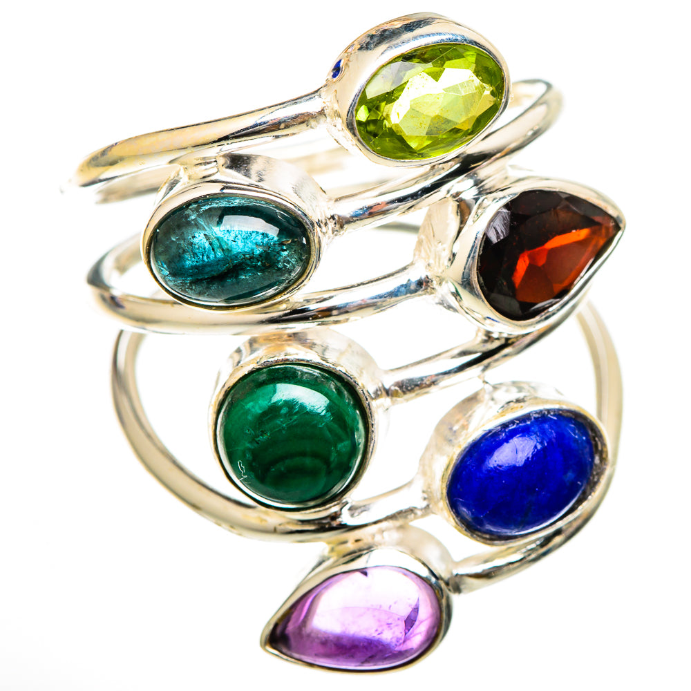 Garnet, Malachite, Peridot, Blue Tourmaline, Lapis Lazuli, Amethyst Rings handcrafted by Ana Silver Co - RING101836