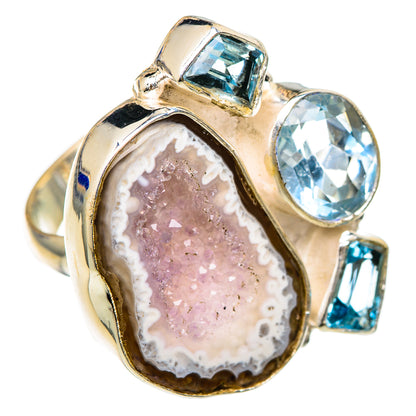 White Geode, Blue Topaz Rings handcrafted by Ana Silver Co - RING101840