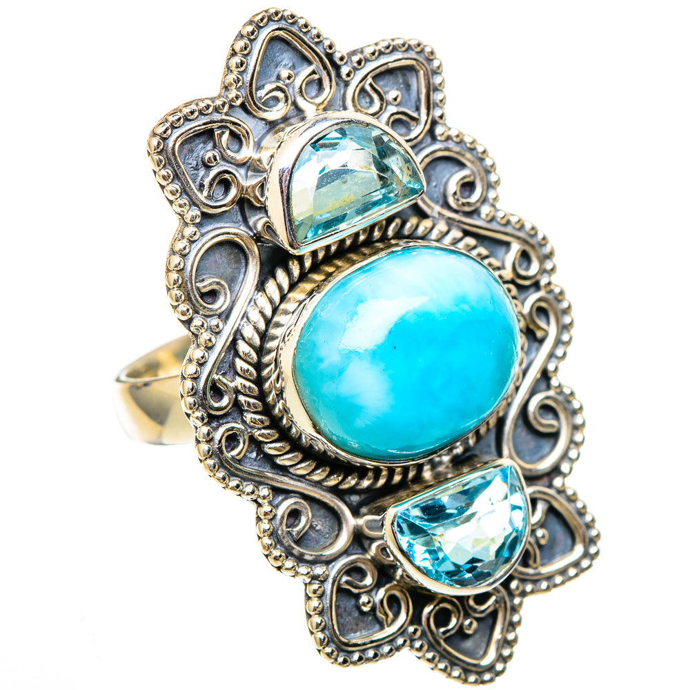 Larimar, Blue Topaz Rings handcrafted by Ana Silver Co - RING101842 - Photo 2