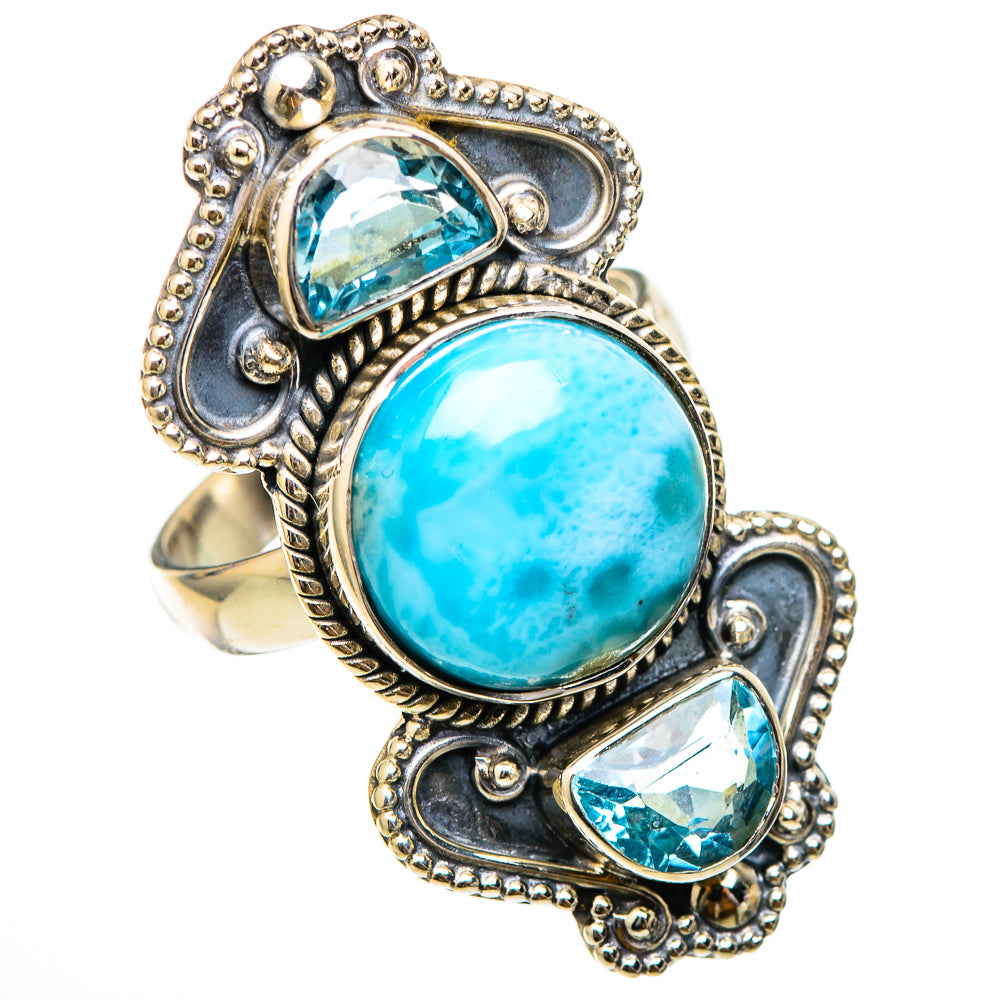 Larimar, Blue Topaz Rings handcrafted by Ana Silver Co - RING101845 - Photo 2