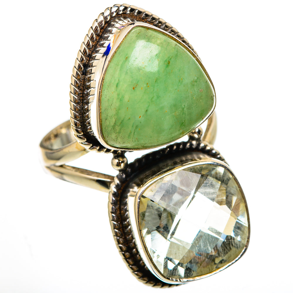 Green Aventurine, White Quartz Rings handcrafted by Ana Silver Co - RING101852