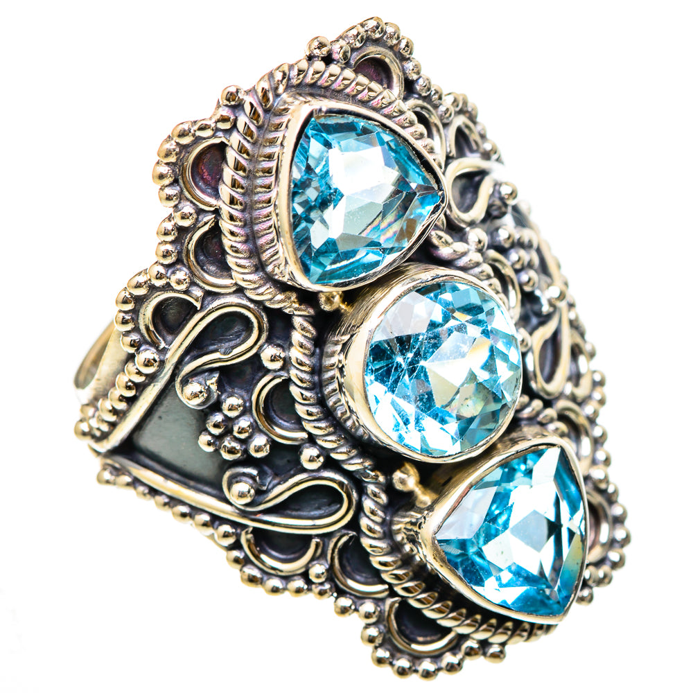Blue Topaz Rings handcrafted by Ana Silver Co - RING101904