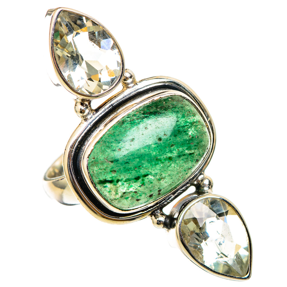 Green Aventurine, White Quartz Rings handcrafted by Ana Silver Co - RING101911 - Photo 2