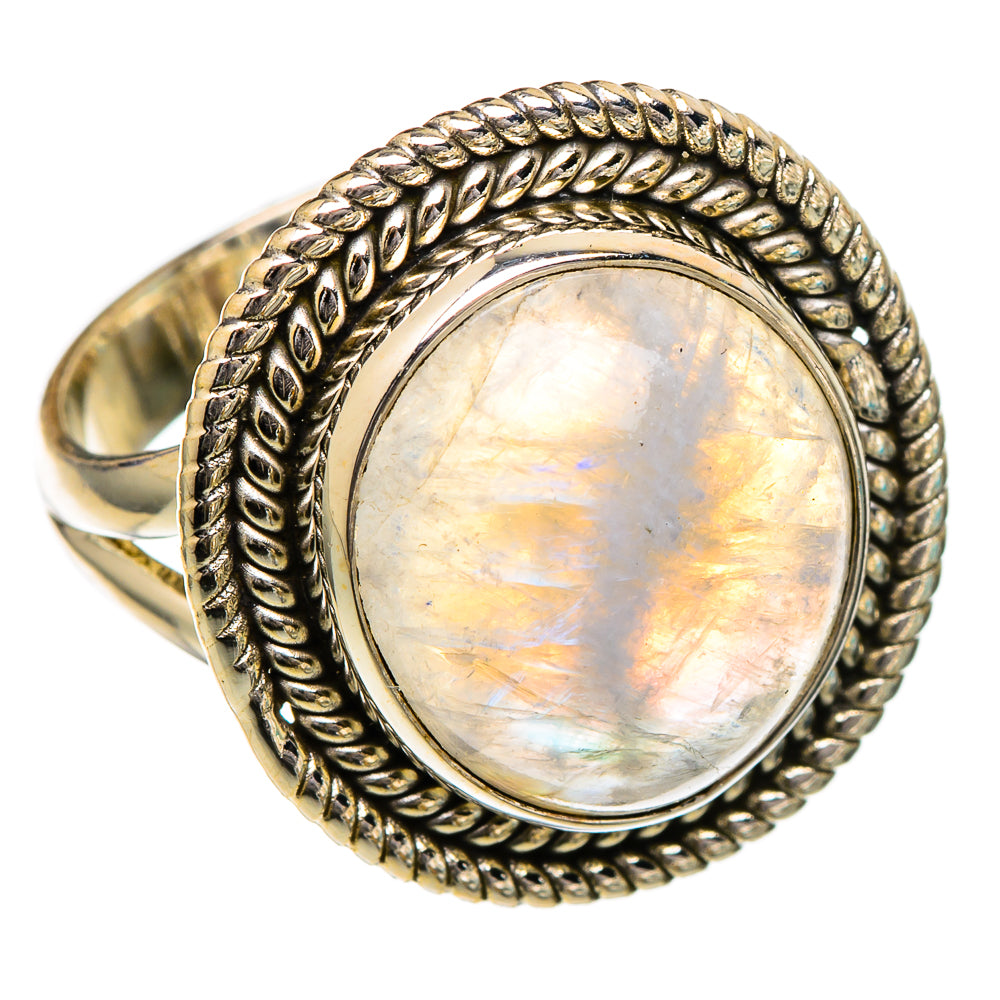 Rainbow Moonstone Rings handcrafted by Ana Silver Co - RING101952 - Photo 2