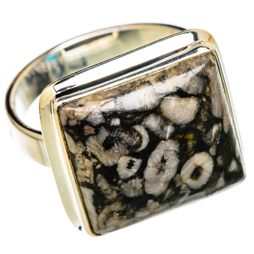 Crinoid Fossil Rings handcrafted by Ana Silver Co - RING101974