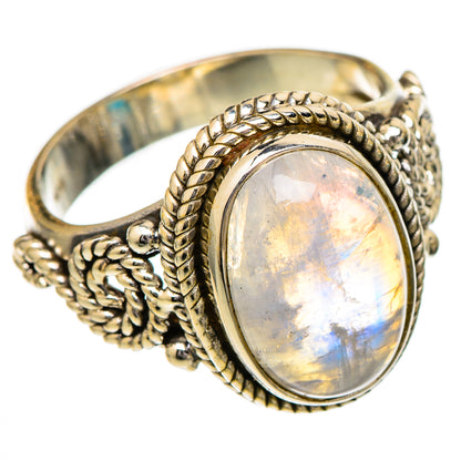 Rainbow Moonstone Rings handcrafted by Ana Silver Co - RING102000 - Photo 2