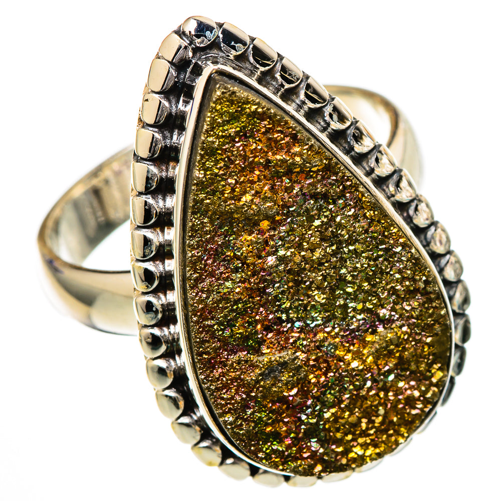 Spectro Pyrite Druzy Rings handcrafted by Ana Silver Co - RING102020 - Photo 2