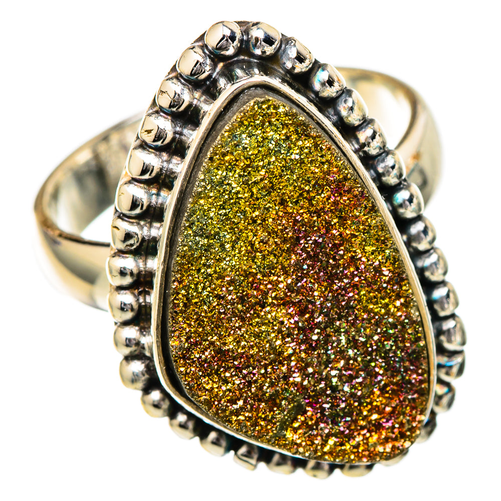 Spectro Pyrite Druzy Rings handcrafted by Ana Silver Co - RING102021 - Photo 2