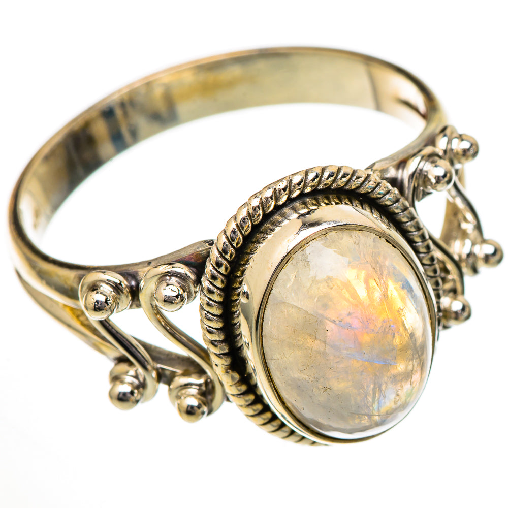 Rainbow Moonstone Rings handcrafted by Ana Silver Co - RING102023 - Photo 2