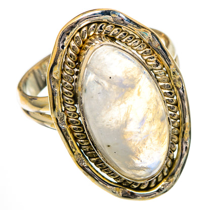 Rainbow Moonstone Rings handcrafted by Ana Silver Co - RING102046