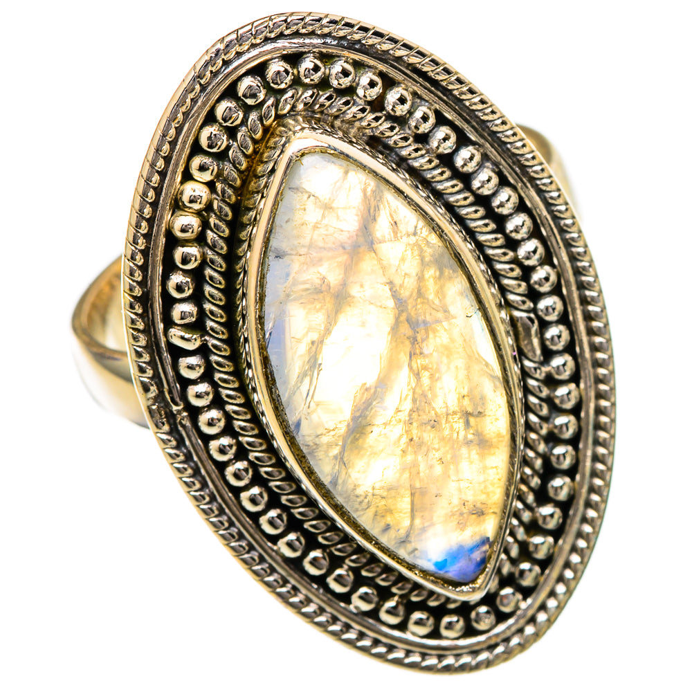 Rainbow Moonstone Rings handcrafted by Ana Silver Co - RING102061