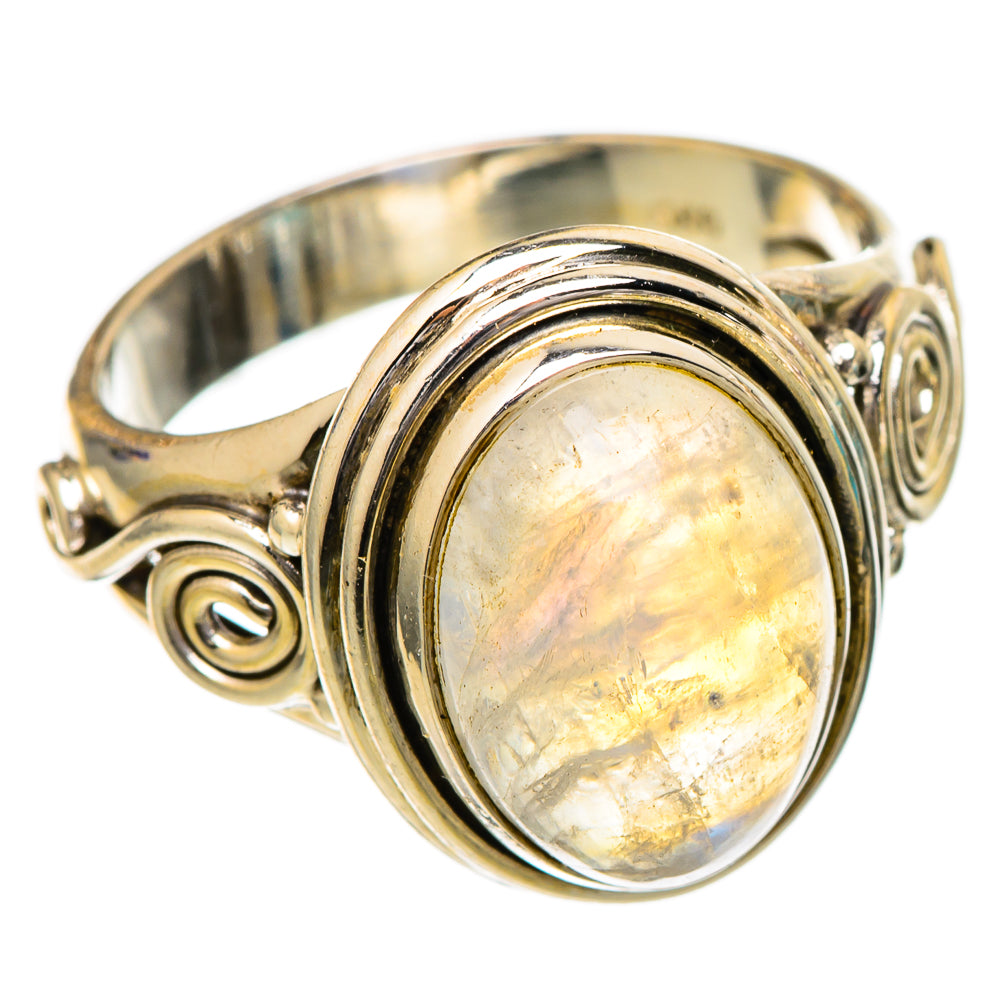 Rainbow Moonstone Rings handcrafted by Ana Silver Co - RING102080