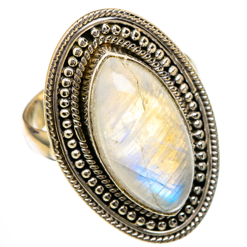 Rainbow Moonstone Rings handcrafted by Ana Silver Co - RING102081 - Photo 2