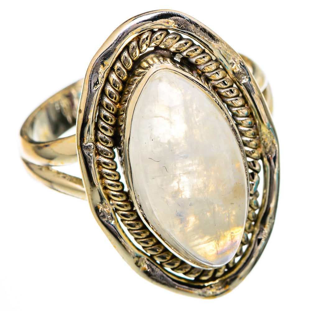 Rainbow Moonstone Rings handcrafted by Ana Silver Co - RING102086