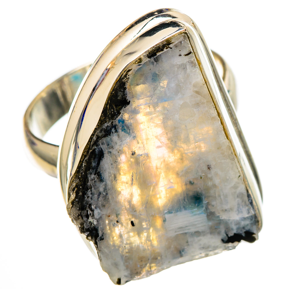 Rainbow Moonstone Rings handcrafted by Ana Silver Co - RING102089 - Photo 2