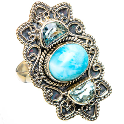 Larimar, Blue Topaz Rings handcrafted by Ana Silver Co - RING102101