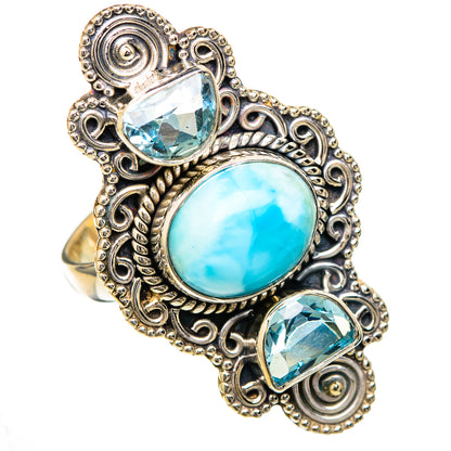 Larimar, Blue Topaz Rings handcrafted by Ana Silver Co - RING102102