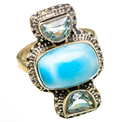 Larimar, Blue Topaz Rings handcrafted by Ana Silver Co - RING102106
