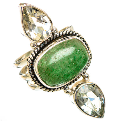 Green Aventurine, White Quartz Rings handcrafted by Ana Silver Co - RING102107